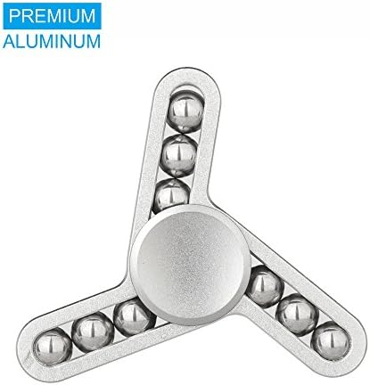 Tri-Fidget Hand Finger Spinner Metal Toy Time Killer for ADD, ADHD, Anxiety, and Autism Adult Children (Silvery)
