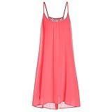 ROMWE Women's Spaghetti Strap Sundress Hollow Out Summer Chiffon Beach Short Dress