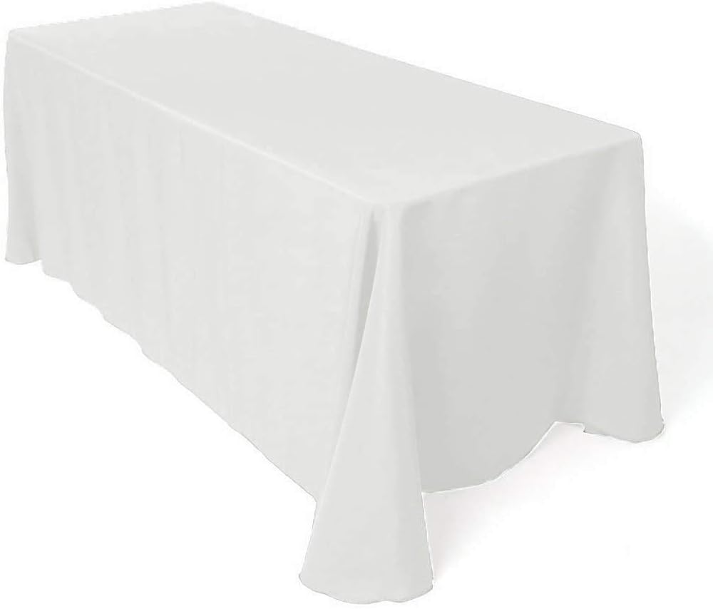 Craft And Party Premium Polyester Tablecloth - 90" x 156" Rectangle White Tablecloth for Wedding, Restaurant or Banquet: Furniture & Decor