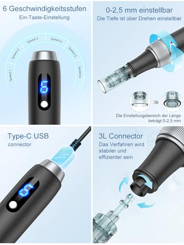 Dr. pen Ultima M7S Microneedling Pen 2025 Latest Model Wireless Dr Pen Microneedling Anti-Wrinkle with 27 Replacement Cartridges - 9 Types Cartridges (M7S Black)