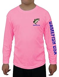 Kid 's UPF 50 de manga larga camisa de la humedad Pesca Bass de microfibra