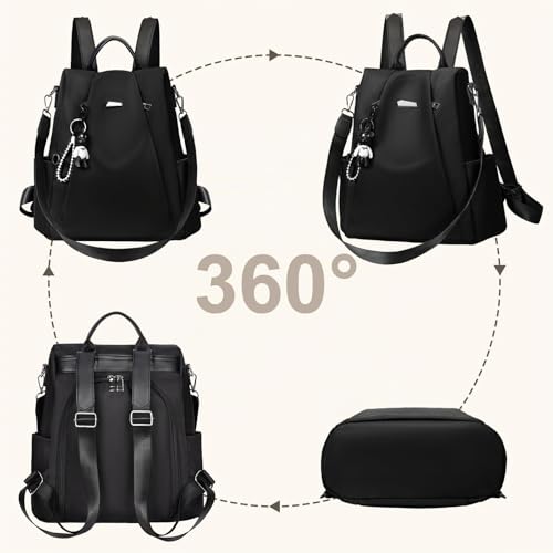 Eshow Women's Small Anti-Theft Small City Backpack Daypack Elegant 3-in-1 Backpack Bag Modern for Commuting School Work Travel Black