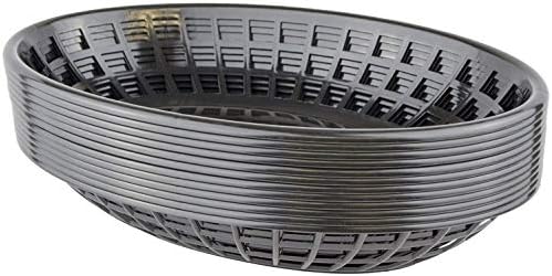 Bear Paws - Food Baskets - Plastic Basket - Oval Bread Baskets - Serving Basket - Restaurant Baskets - Deli Tray - Fries, Burgers, Crawfish - 12 Count, Black
