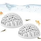 シュリンプ ドーム ハイドアウト - ABS シュリンプ ケーブ 2 個セット |水族館の隠れ場所エビのトンネル | 写真中空エビのシェルター繁殖アクセサリー水族館の装飾黒、白、緑