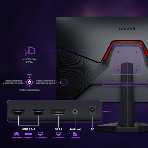 KOORUI G2721P 27 Inch Screen PC Gamer, Fast IPS 200Hz WQHD 2560x1440 2K Gaming Monitor, 1ms HDR400 Adaptive Sync HDMI 2.0x2/DP 1.4, VESA 75x75mm Monitor, Black