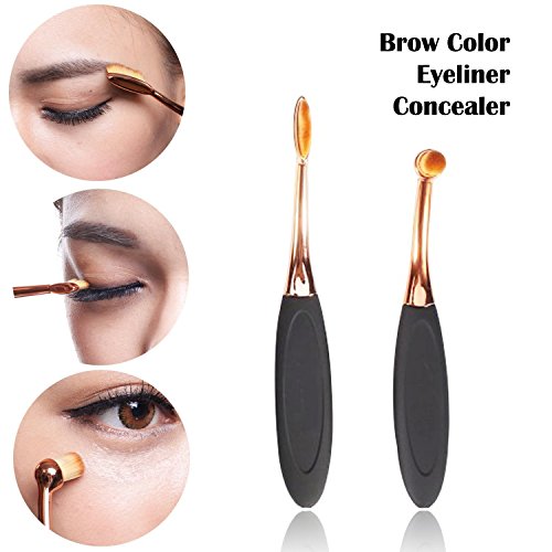 UniM 5 Pcs Oval Makeup Brush Set Toothbrush Style Foundation Contour Concealer Blending Cosmetic Brushes