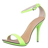 fereshte Women's Classic Open Toe Dancing Stiletto High Heel Ankle Strap Sandals