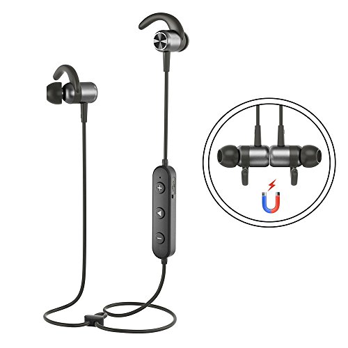 Sports Headphones GUSGU Wireless Earphone Stereo Sports Earbuds in Ear Bluetooth Headphones with Magnetic Design for Running(Noise Cancelling Mic,Snug Silicon Earbuds)