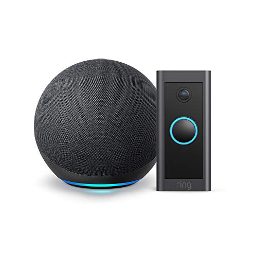 Ring Video Doorbell Wired bundle with Echo Dot (Gen 4) Charcoal