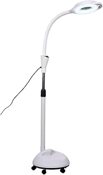 Magnifier Lamp Floor Standing Magnifying Light Adjustable Wheels