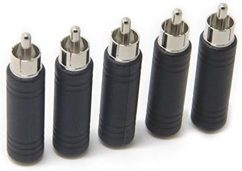 Cables 6.35MM Mono Jack Female To Male RCA Plug With High Density Molded Polyethylene Housing- 5 Pack