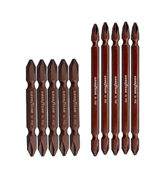 Goodyear 2 in 1-1/4 Magnetic Screwdriver Bits 65mm & 110mm (pack of 10)