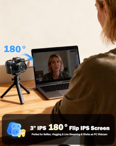 NBD 5K&64MP Digital Camera for Photography with 180°Flip Screen (Black) | 16X Zoom WiFi Vlogging Cameras , Auto Focus, Wide-Angle&Macro Lens, 2 Batteries & 32GB TF Card，Travel Camera for Beginners