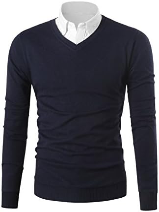 Mesahara Mens Casual Slim Fit Knit V-Neck Pullover Sweater