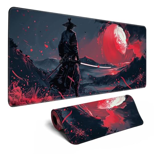 Black Desk Mat Japanese Samurai XL