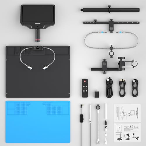 Andonstar AD409 Max HDMI Digital Microscope with Soldering Station Endoscope 10.1" LCD Display 300X USB Camera for Professional PCB Welding Support Windows PC