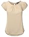 Doublju Cap Sleeve Loose Fit Pleated Woven Crepe Blouse Top For Women