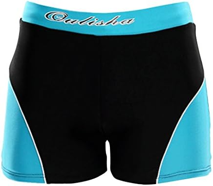 Men Fitness Swimming Trunks Square Cut Swimsuit(5242) Size XL - Black and Light Blue