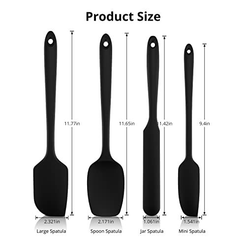 J & M Silicone Spatulas Nonstick Cookware,4 Pack No BPA Safe Spatula Set,Heat Resistant Up 230