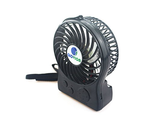 Hand Fan ,Glovion Handheld Fan Outdoor Electric Fan with Rechargeable Battery Adjustable 3 Speeds ,Palm size with Lanyard-Black