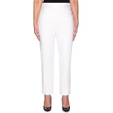 Alfred Dunner Womens Petite Classic Allure Fit Proportioned Pant with Elastic Comfort Waistband White Size 6P