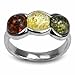 Ian and Valeri Co. Multicolor Amber Sterling Silver Triple Round Ring