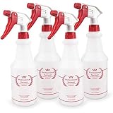 Uineko Empty Spray Bottles, Heavy Duty Sprayer, Mist & Stream, 4 Pack 24 Oz