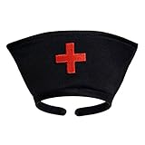 Black Nurse Hat Headband with Red Cross ~ Halloween Costume Accessory