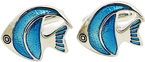 HEHIM(TM) 2 PCS Cuff Links for Men Blue Fish With Gift Box FCL-018