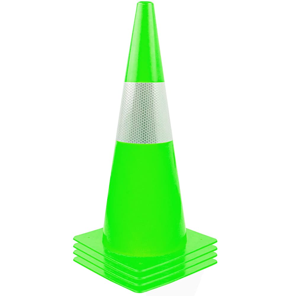 Photo 1 of 15 inch Traffic Safety Cones with Reflective Collars,[4 Pack]Green Construction Cones| Parking Cones|Road Cones for Parking lot, Driveway, Sport and Driving Training.