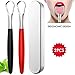 Stainless Steel Tongue Scraper Cleaner - Fresh Breath Tongue Scrapers Medical Grade Metal Tongue Scraping Cleaner with Carrying Case for Oral Care