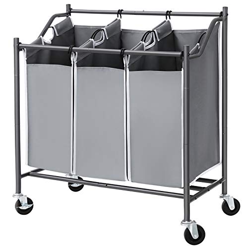 SONGMICS 3Bag Laundry Sorter Cart, HeavyDuty Sorting