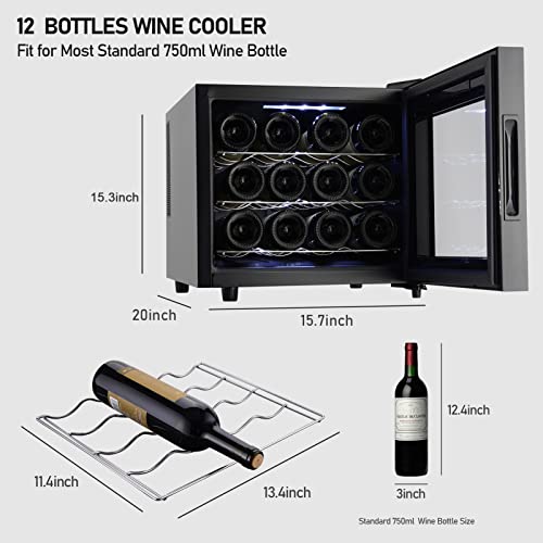JINJUNYE Wine Cooler Refrigerator, 12 Bottle Wine Fridge Small