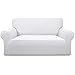 Easy-Going Stretch Loveseat Slipcover 1-Piece Sofa Cover Furniture Protector Couch Soft with Elastic Bottom for Kids Polyester Spandex Jacquard Fabric Small Checks (Loveseat, Snow White)
