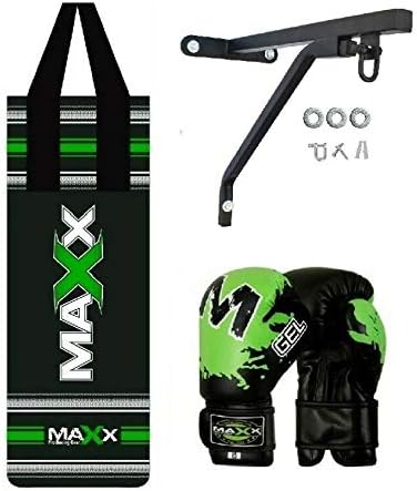 Maxx Junior punch bag set with 6oz gloves, hook or bracket, kids boxing , mma training (Bag Set -Bracket)