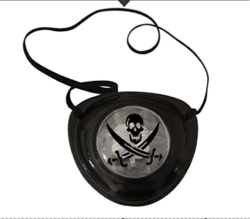 Mammoth Sales LED Light up Pirate Pirate's Eye Patch Cover Halloween Costume Eye Piece (Black Skulls)