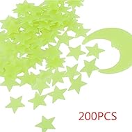 Glow in The Dark Stars - Glow Stars Stickers for Ceiling, Adhesive 250pcs 3D Glowing Stars and Moon for Starry Sky,Wall Decals for Kids Rooms,Wall Stickers for Bedroom(200 Stars,1 Moonï¼‰