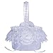 M&A Decor Flower Girl Basket Set of 2 Elegant White Lace Basket for Flower Girl