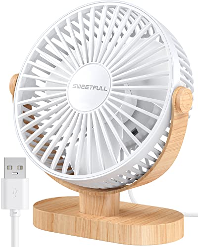 SWEETFULL Small USB Desk Fan, Desktop Table Fan, Quiet Office Mini -