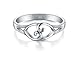 925 Sterling Silver Ring, Boruo Two Hearts Linked High Polish Tarnish Resistant Comfort Fit Ring Size 4-12