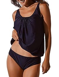 Conjunto de tankini de dos piezas para dama, con correa ajustable y pantalones cortos, estilo retro, talla grande