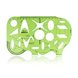 Green Plastic Mathematics Metric Circle Triangle Oval Parallelogram Shapes Drawing Drafting Template Stencil