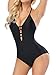 Kyson Sexy One Piece Swimsuit for Women,Deep V Lace-up Bikini Backless Bathing Suit Swimwear (M)