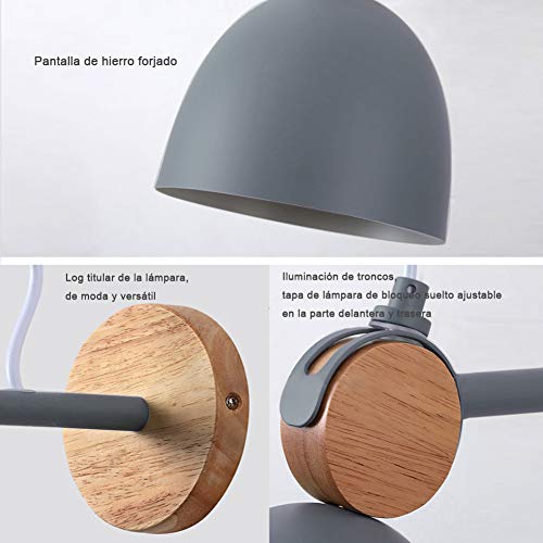 Sunsign moderna Creatividad lampara de pared arbotantes de interior Ángulo de iluminación ajustable led lights Candelabro enchufable de un solo cabezal E27, cubre foco, gris
