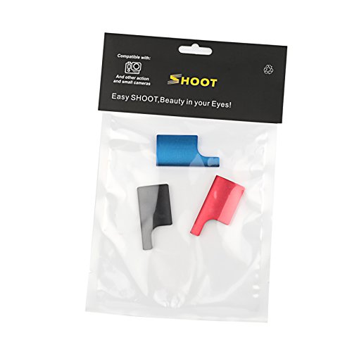 SHOOT 3PCS Multi-color Metal CNC Aluminum Replacement Rear Snap Latch Clip Standard Underwater Standard Waterproof Skeleton Housing Buckle Lock for GoPro HERO 3+/4 Camera Accessories (Red,Blue,Black)
