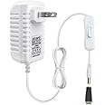 12 Volt 2A 24W Power Supply, 12V DC Power Supply with On Off Switch, White Switching LED Power Adapter, AC 110V to 12V Wall Wart Transformer Plug for LED Strip Lights with 5.5/2.1 DC Female Connector