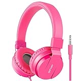Kids Headphones, Gorsun Lightweight Stereo Foldable Wired Headsets for Kids Adults Adjustable Headband Headset for Cellphones iPhone Laptop Computer Mp3/4 Earphones(Pink)
