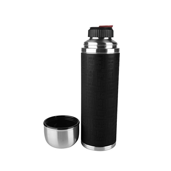Emsa Senator Isolierflasche 515714 | KapazitÃ¤t: 1,0 L | 100 Prozent dicht | Silikonmanschette | Safe Loc Verschluss | 12h heiÃ oder 24h kalt | Schwarz – Bild 3