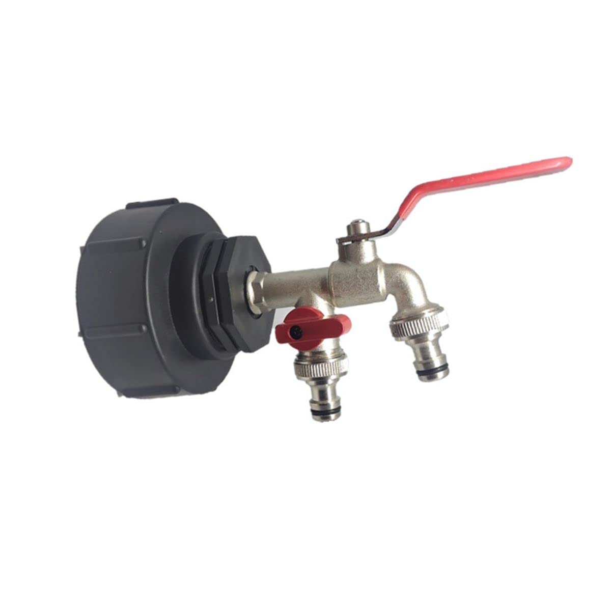 MACHSWON IBC Tank Adpater S100*8 Double Faucet IBC Tote Tank Water Storage Tank Drain Garden Hose Connector Taps Brass Tap Fitting Parts