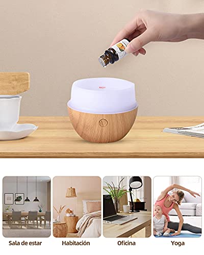 CkeyiN Humidificador Aceites Esenciales，Mini 120ml Difusor，Silencio, Lámpara de Siete Colores, Apagado Automático, Hogar, Apto para Personas de Todas Las Edades